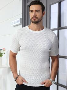 Manfinity Homme Men's Solid Color Crew Neck Short Sleeve Knit Top
