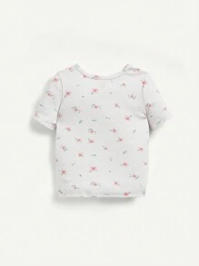 Cozy Pixies 嬰兒女孩緊身純色花卉圖案短袖短褲家居套裝4件套 - 黃色 - 查看 2