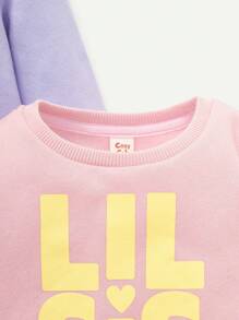 Cozy Pixies 女嬰2入組字母圖案運動衫 - 粉色 - 查看 3