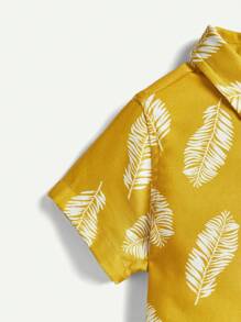 Mẫu lông vũ Khối màu Túi vá Vòng cổ Giải trí Ngắn tay Áo sơ mi Đối với Đứa bé trai - Màu vàng - Xem 5