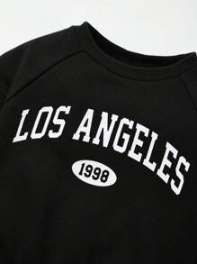 Cozy Pixies 休閒2入組嬰兒女孩字母印花運動上衣和運動褲套裝 - 黑色 - 查看 3