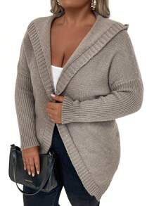 SHEIN LUNE Cárdigan Con Capucha De Talla Grande De Color Liso
