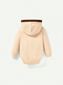 Cozy Pixies Đứa bé trai Đồ họa Chữ cái Bộ đồ liền thân có mũ trùm đầu & In Gấu Quần thể thao - Màu Khaki - Xem 2