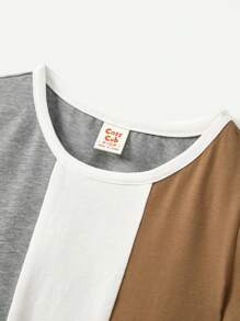 Cozy Pixies Baby Boys' Color Block Round Neck Pullover T-Shirt And Solid Color Shorts Set - Light Grey - View 3