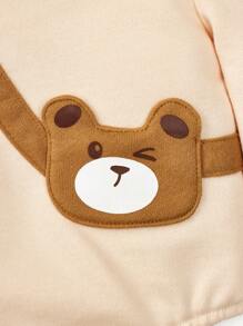 Cozy Pixies Baby Girl Newborn Baby's Cute Bear Printed Decorative Bag Colorblock Long Sleeve Bodysuit