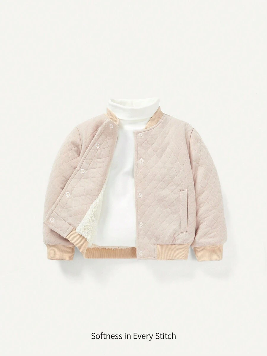 Cozy Pixies 女嬰拉鏈開襟衍縫飛行員夾克 - 杏色 - 查看 1