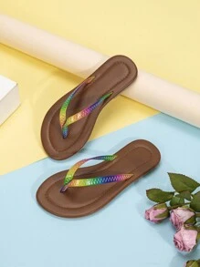 Girls' Simple Casual Comfortable Flip Flops, Fashionable & Versatile - Multicolor - View 1