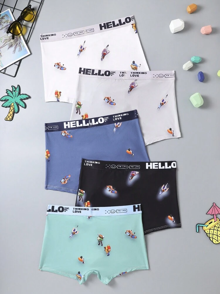Men's Digital Printing Boxer Briefs 5-Pack