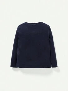 2pcs Baby Boys' Cartoon Animal Pattern Round Neck Half Zipper Long Sleeve Tops - Blue - View 3