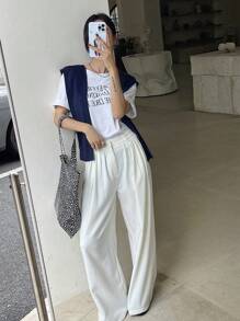 DAZY Blue Sleeveless Knitted Top - Navy Blue - View 2