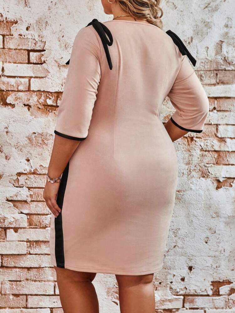 Plus Size Women's Fashionable Hollow Shoulder Strap Design Bodycon Dress