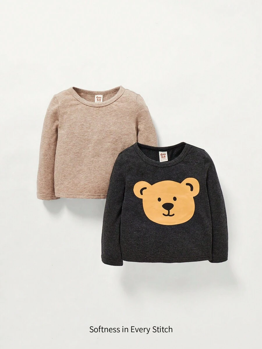 Cozy Pixies Baby Boy 2pcs Bear Print Tee - Multicolor - View 1