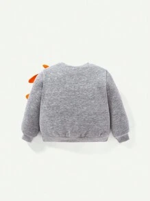 Cozy Pixies 男嬰恐龍印花3D設計衛衣和衛褲 - 淺灰色 - 查看 4