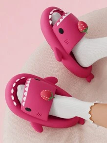 Fun Home Slippers Cute Shark Pattern Slippers Couple Indoor Silent Anti-Skid Women Slippers - Hot Pink - View 4