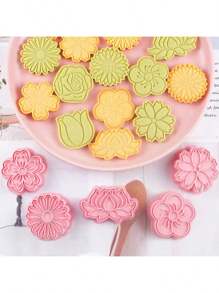 8Pcs/Set Mother's Day Flower Cookie Cutters,3D Embossers Set ,3D DIY Cartoon Pressable Biscuit Mold DIY Cookie Stamp Kitchen Accessories Pastry Bakeware,Daisies, Sunflowers, Cherry Blossoms, Roses, Carnations, Plum Blossoms, Frosting Cutting Mold Fondant Baking Tools. Wedding Festival Wedding Gifts Wedding Cake Tools - Pink - View 5
