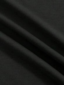 ROMWE MEN Street Life Men Portrait Printed Short Sleeve T-Shirt, Suitable For Daily Wear In Spring And Summer, School - Black - View 5