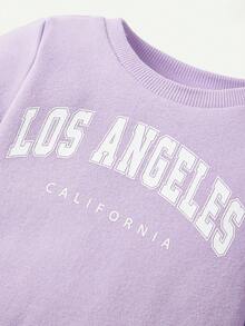 女嬰字母圖案運動衫&帽 - 紫色 - 查看 4