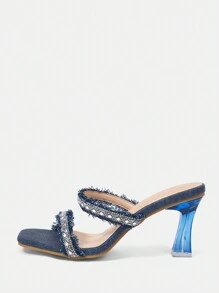 Fashionable & Sexy High-Heeled Rhinestone Sandals For Party & Date Vacation Shoes Summer - Blue - View 3