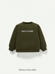 Cozy Pixies Baby Boy's Letter Printed Sweatshirt - Olive Green - View 1
