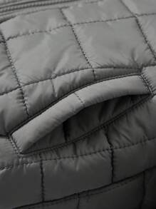 男婴拼色拉链连帽冬季外套 - 灰色 - 查看 5