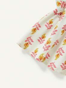 Cozy Pixies Baby Girl Floral Pattern Square Neck Ruffle Hem Sweatshirt - Apricot - View 4