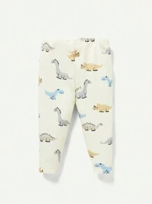 Baby Boy Snug Fit Pajamas, Cartoon Animal Patterned Long Sleeve Top And Pants, 3pcs Set - Apricot - View 10