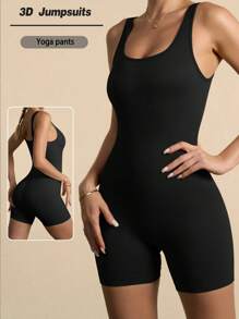 SHEIN Sport Studio Women's Ribbed Bodycon Sport Romper