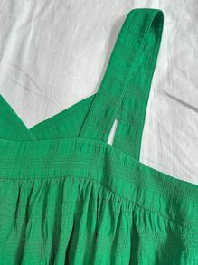 Soleia 大尺碼女士純色褶皺背心裙 - 綠色 - 查看 4