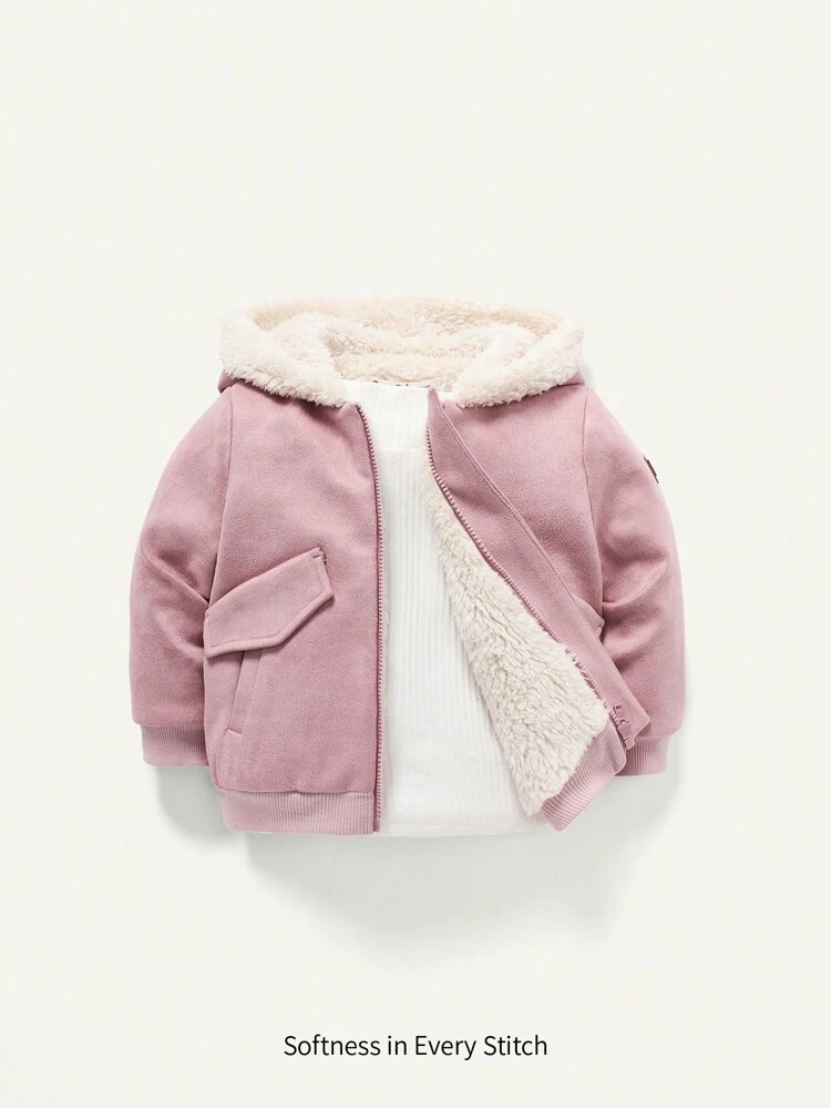 Baby Girl Teddy Lined Hooded Thermal Lined Padded Coat