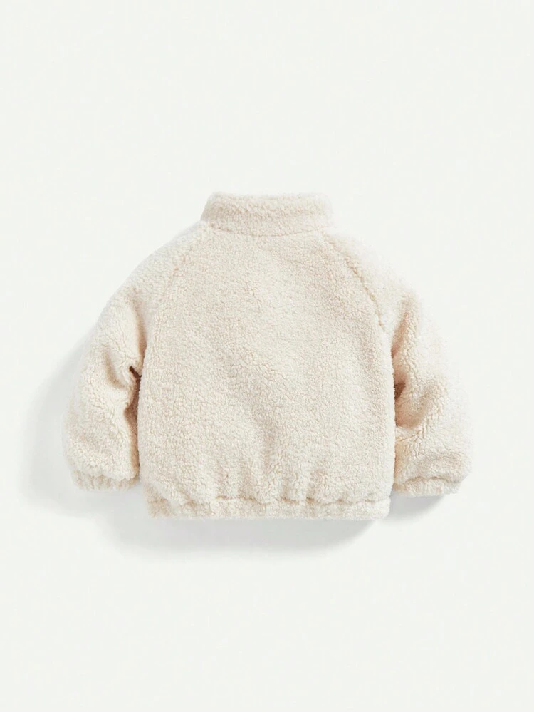 Baby Girl Zip Up Teddy Jacket With Bag