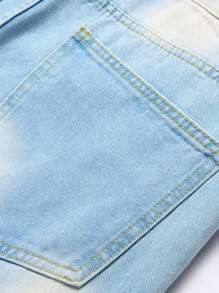 Men's Light Blue Ripped Straight-Leg Jeans - Light Wash - View 6