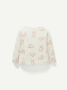 Cozy Pixies Đứa bé gái Đồ họa Hoạt hình Nút phía trước Áo thun & quần - Màu be - Xem 2