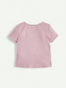 4pcs/Set Baby Girls' Flower Print Rabbit Applique Round Neck Short Sleeve Top And Snug Fit Pants Outfits Matching Set - Multicolor - View 2