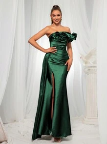 Vipgirl優雅長款女士晚禮服,高端風格 - 墨綠色 - 查看 1