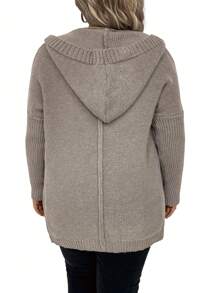 SHEIN LUNE Cárdigan Con Capucha De Talla Grande De Color Liso