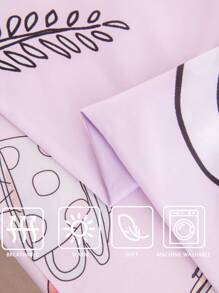 FRIENDS X SHEIN Lá thư & Thực vật In Bộ vỏ chăn - Màu tím hoa cà - Xem 11