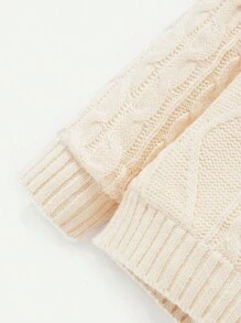 Baby Girl Cable Knit Drop Shoulder Sweater - Apricot - View 7