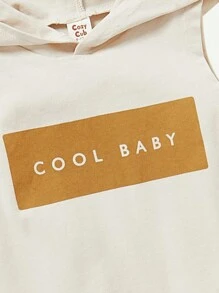 Cozy Pixies Baby Boys' Sleeveless Hoodie With Letter Print And Solid Color Shorts Set