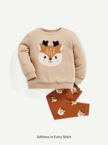 Cozy Pixies Baby Girl Cartoon Graphic Pullover & Leggings, For Christmas