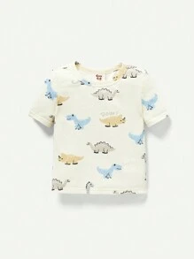 Baby Boy Snug Fit Pajamas, Cartoon Animal Patterned Long Sleeve Top And Pants, 3pcs Set - Apricot - View 6