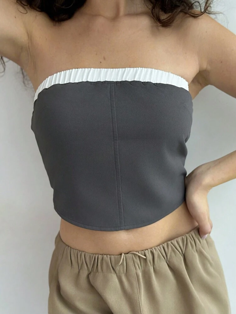 Women's Colorblock Strapless Top