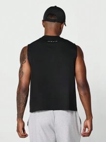 SUMWON Crop Fit Raw Edge Tank - Black - View 2
