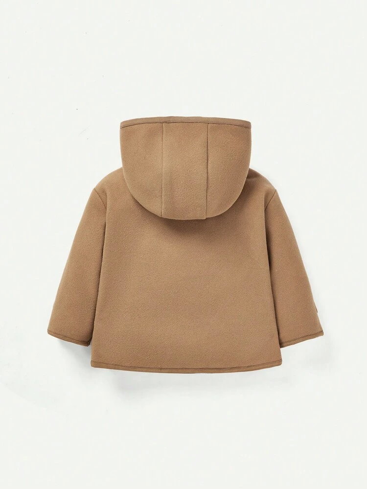 Baby Girl 1pc Flap Pocket Hooded Thermal Lined Padded Coat