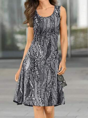 Ny vår-/sommarmode Populär Lätt Elegant Avslappnad Semester Småblommiga Kortärmade Midiklänningar, Mångsidig Slim Fit För Vardagsbruk, Jobbe, Resor