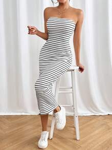 SHEIN PETITE 黑白條紋緊身管身裙