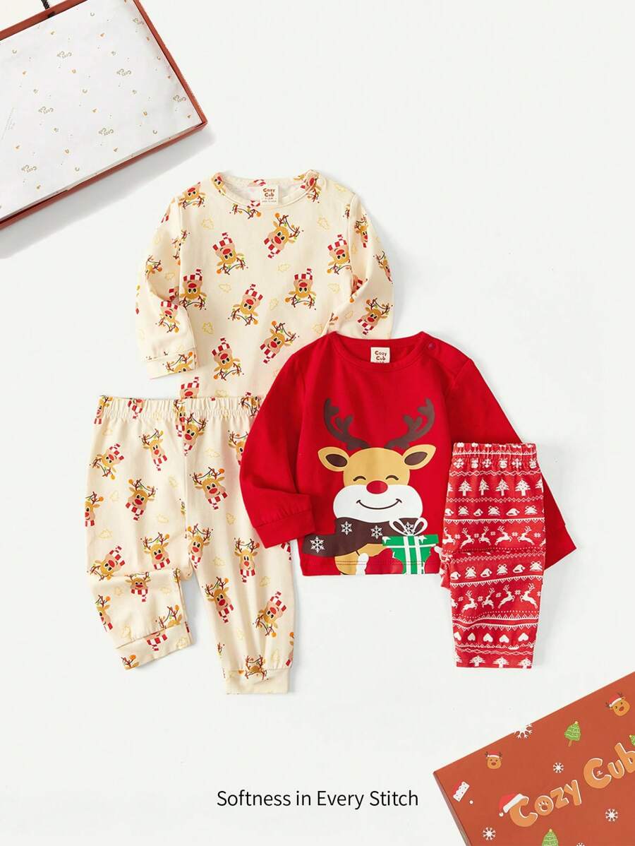 Baby Girl 2sets Christmas Pattern Gift Boxes - Red - View 1