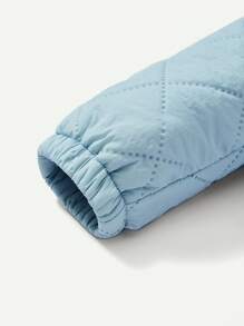 Baby Girl Solid Button Up Hooded Padded Coat - Green - View 5