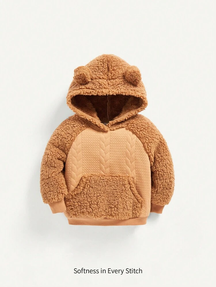 Baby Girl 3D Ear Design Raglan Sleeve Teddy Sweatshirt