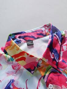 Manfinity RSRT Áo sơ mi tay ngắn in họa tiết màu trơn hàng ngày dành cho nam mùa hè, áo sơ mi nhiều màu sắc có họa tiết vừa vặn cho chồng - Nhiều màu - Xem 5