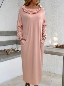 EMERY ROSE Kích thước lớn Của phụ nữ Mùa xuân/Mùa hè Tay áo dài Túi Đầm giản dị - Bụi hồng - Xem 5
